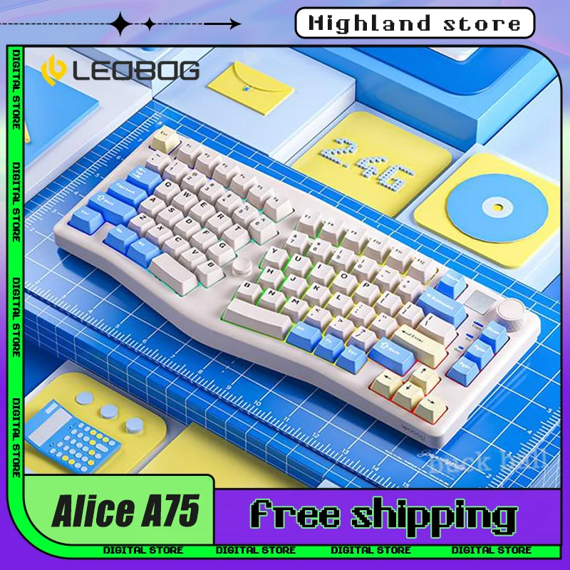 

New Leobog Alice A75 Gamer Mechanical Keyboard 3Mode 2.4G Wireless Keyboard RGB Hot swap AliceA75 Ergonomics PC Gaming Keyboards