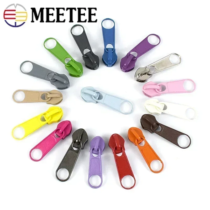 10/20/50Pcs Meetee 3#5# Rainbow Zipper Pull for Nylon Zippers Closure Zip Slider bag Clothes Zips Head Repair Sewing Accessories