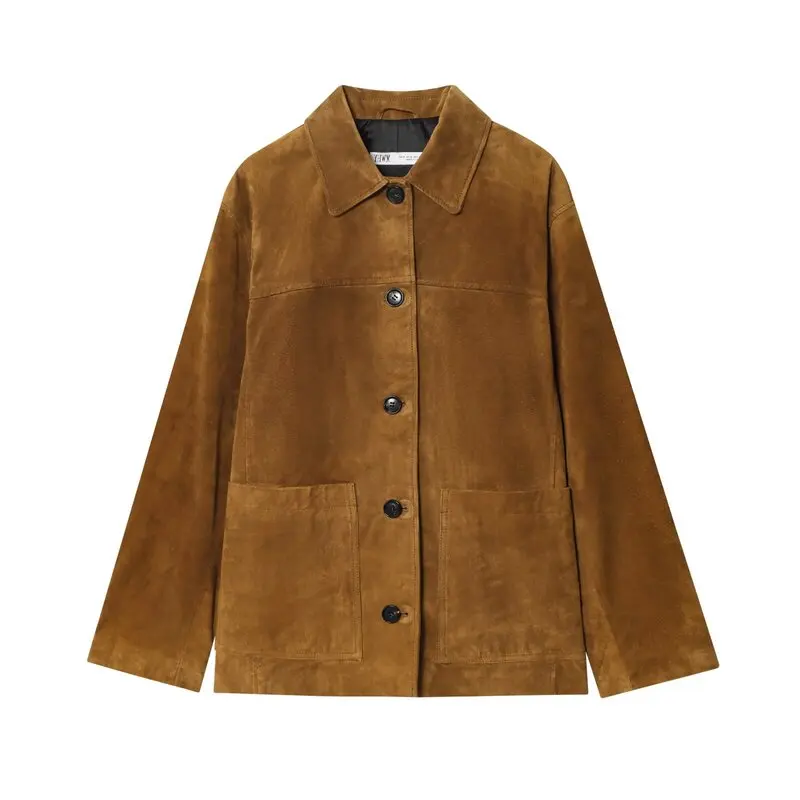 Femmes ample longue Sve Faux cuir Jaet automne nouveauté vêtements d'extérieur polyvalents chaleur Faion Sle bouton fermeture