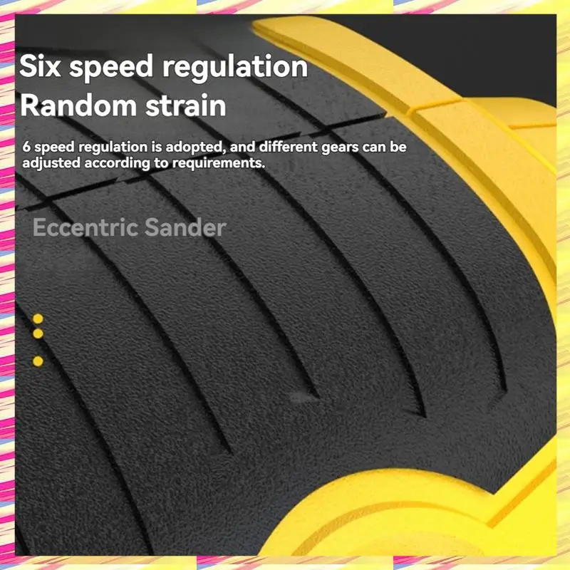 ABJJ 5-Inch Random Orbital Sander 6 Variable Speed Sander Machine With 5Pcs Sandpapers For Woodworking EU Plug