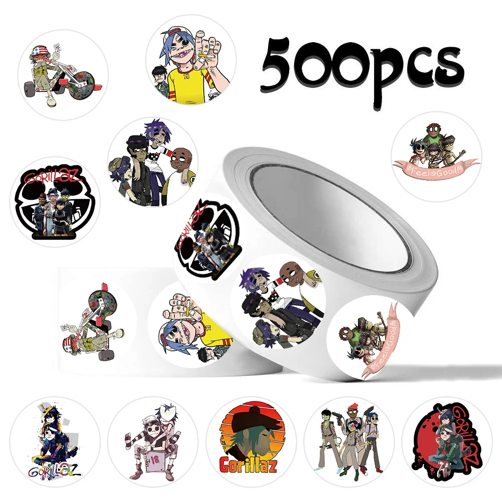 500 teile/rolle Neue Gorillaz Band Cartoon Spiel Dicht Aufkleber DIY PVC Laptop Aufkleber Dekoration Belohnung Geschenk Spielzeug