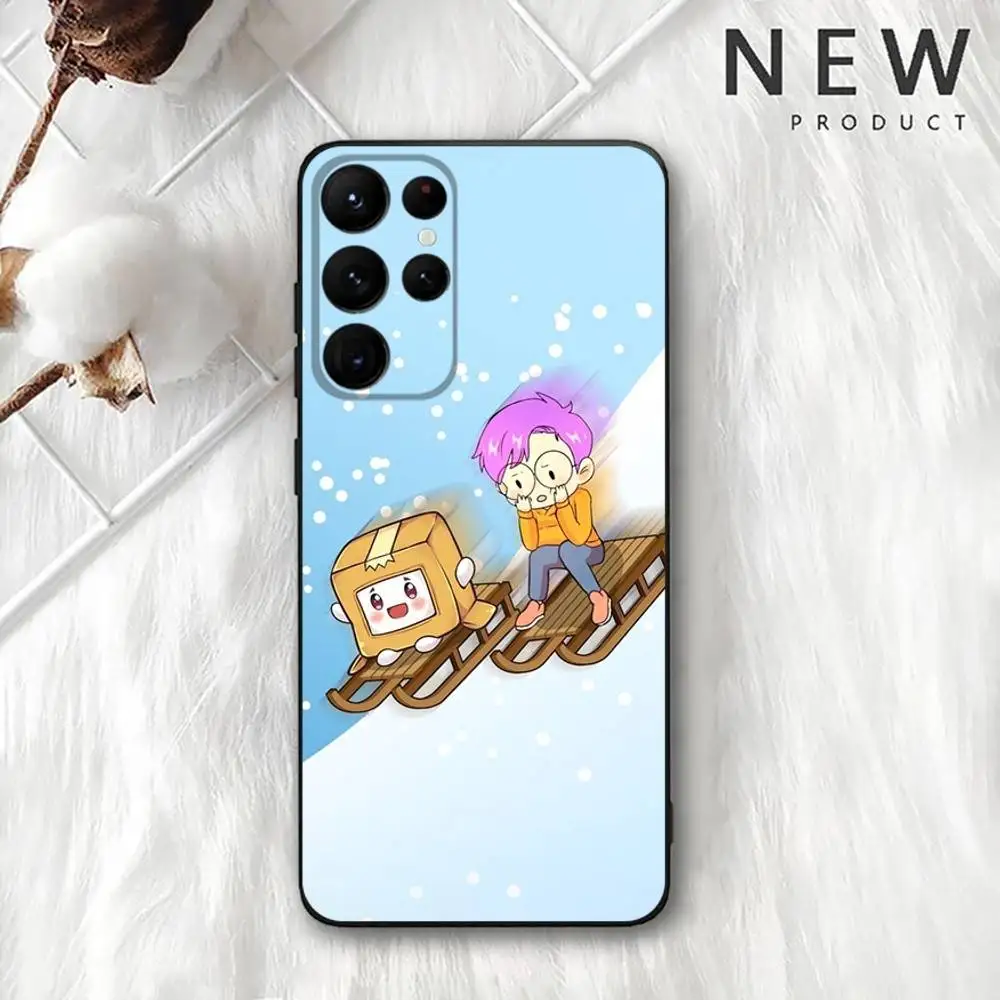 حافظة هاتف L-Lankybox لطيفة لهاتف سامسونج S 25,24,23,22,30,21,10,9,Ultra,Plus,Lite,FE,4,5G حافظة ناعمة سوداء