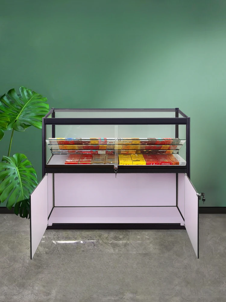 Cigarette Counter Tobacco Shelf Supermarket Display Shelf Mobile commissary Cigarette cabinet Glass display cabinet