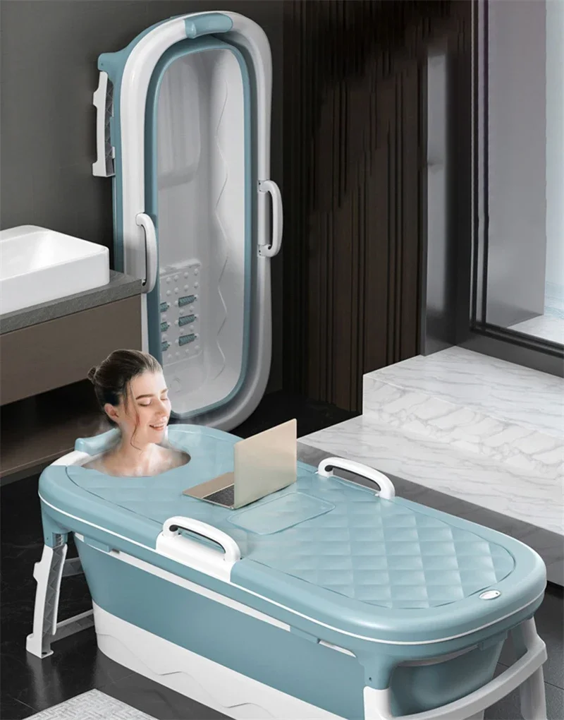 Simple Household Bath Barrel Portable Bathtubs Adult Foldable Bath Barrel Plastic Tub Whole Body Bath Barrel Tub