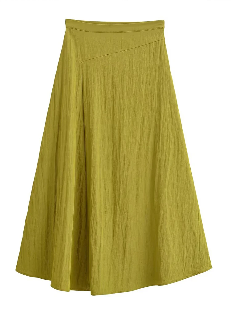 

European style new women's clothing fashionable and versatile temperament simple solid color asymmetrical design midi skirt