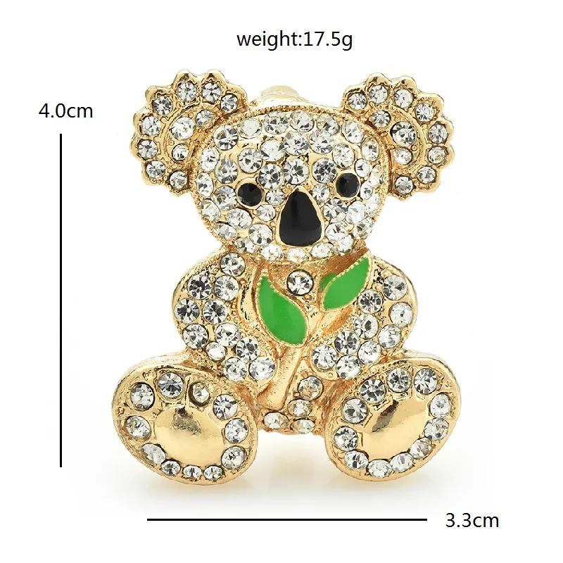 Wuli&baby Lovely Koala Brooches For Women Unisex Rhinestone Bear Animal  Party Casual Brooch Pins Gifts