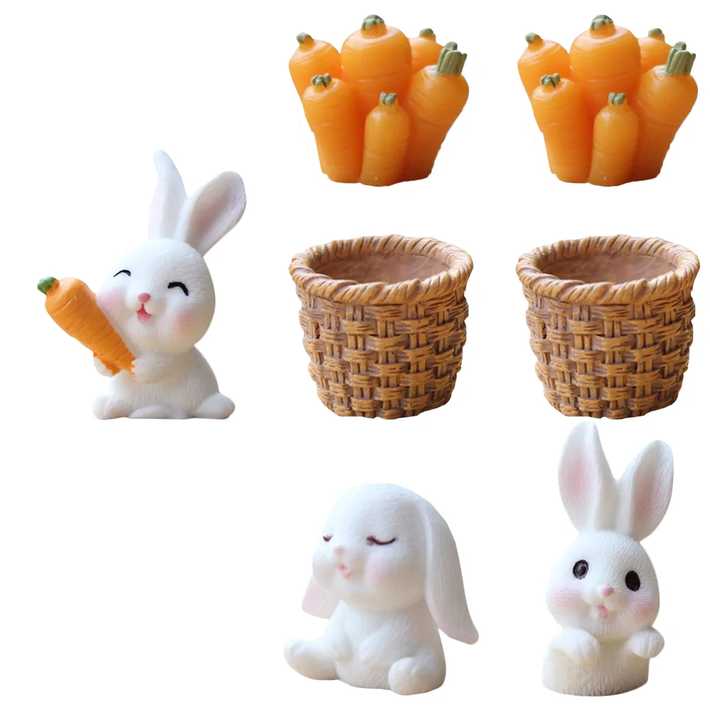 

7 Pcs Easter Decorations Table Ornament Artificial Outdoor Plants Lifelike Adornment Mini Toys Home Desk Cake