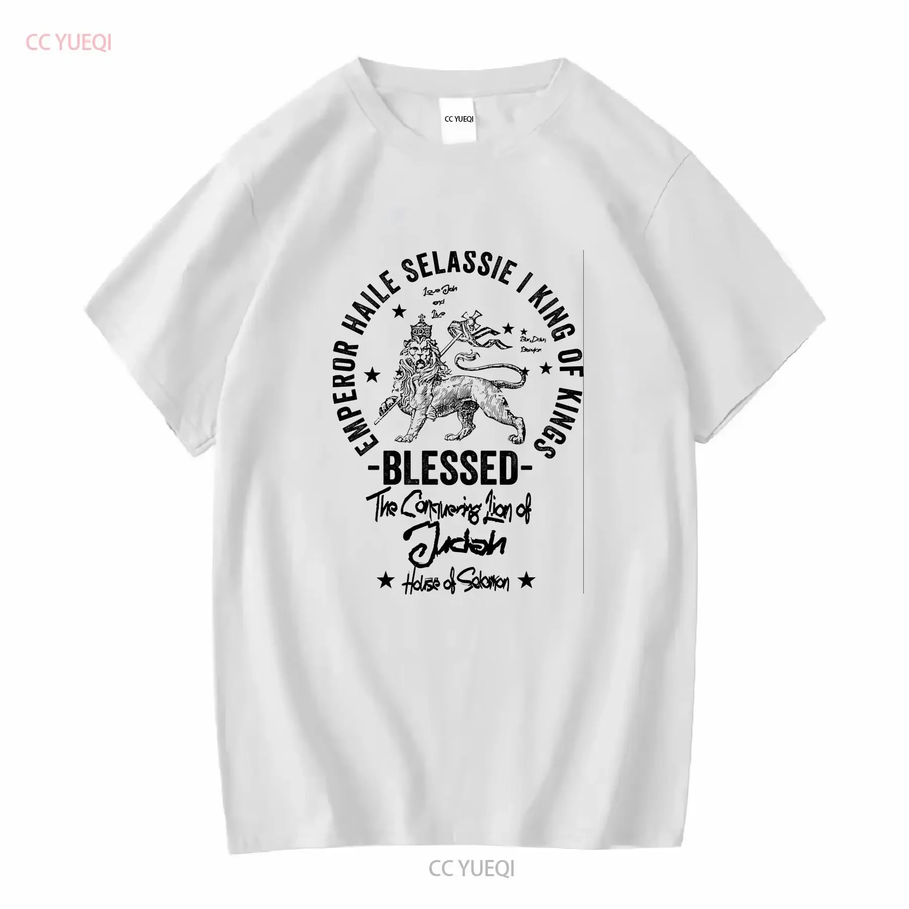 

Reggae T Shirt Jah Rastafari Haile Selassie I Blessing Jamaican Rasta Lion tee long or short sleeves vintage Washed Casual Soft