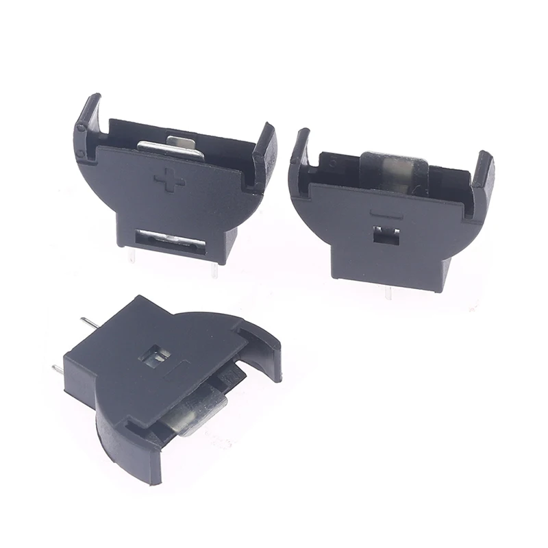 10Pcs Black Plastic CR2032 2032 3V Half-Round Cell Coin Vertical Battery Holder Battery Socket Case Module Battery Boxes