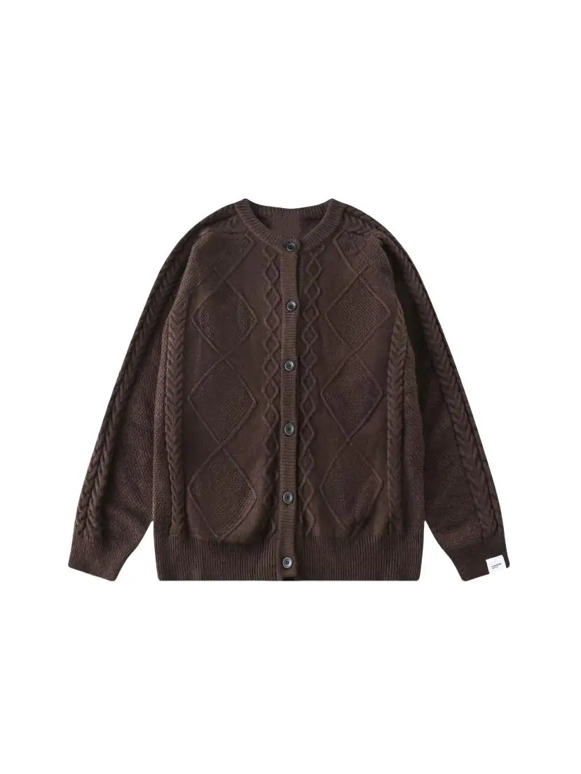 

American Sle Vintage Loose Fit Zipper Knitwear Spring Autumn Versatile Brand Youthful Energy Long Sve Baseball Collar