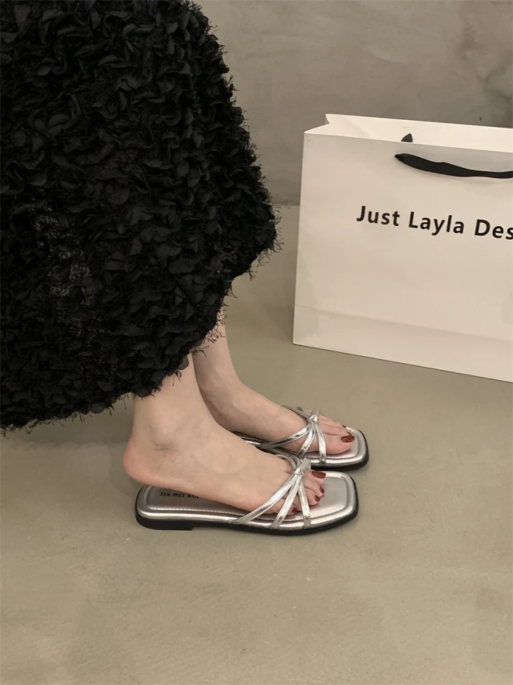 Sandali piatti da donna di grandi dimensioni, comode pantofole da spiaggia slip-on larghe, antiscivolo, per donne incinte e da indossare ogni giorno
