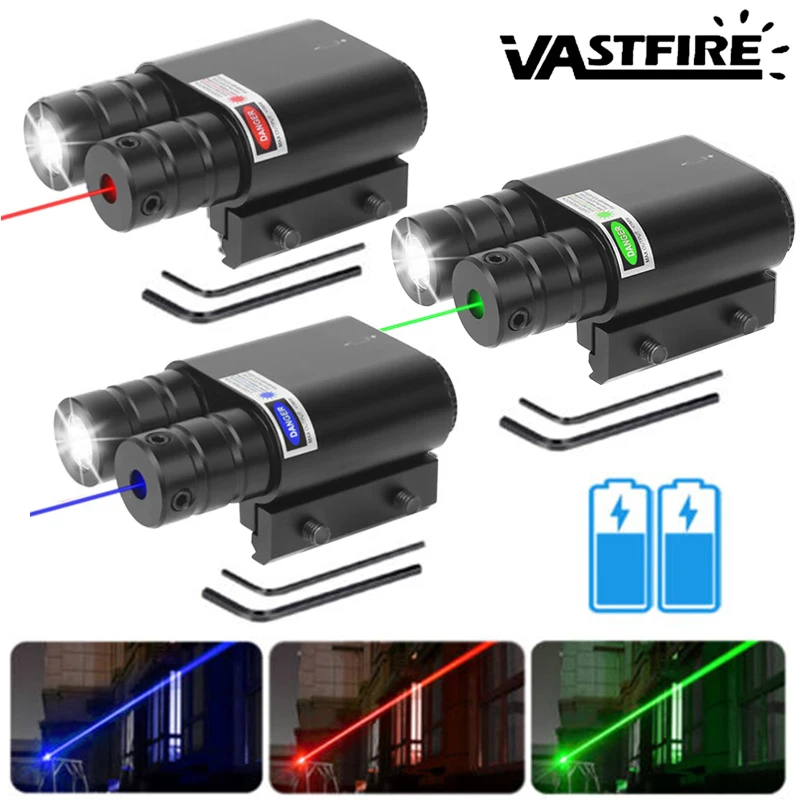 Red Green Blue Dot Laser Sight Tactical White Flashlight Weapon Light Strobe Hunting Airsoft 20MM Dual Purpose Gun Laser Sight