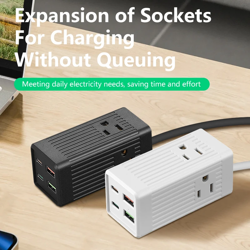 American standard power socket, US style extension plug, 2 USB ports, 1 Type-C interface, 1.5-meter extension cord, 3 universal