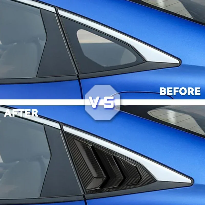 For Honda Civic 10th Gen 2016-2021 Sedan Rear Side Window Louvers Air Vent Scoop Shades Cover Trim Blinds Body kit