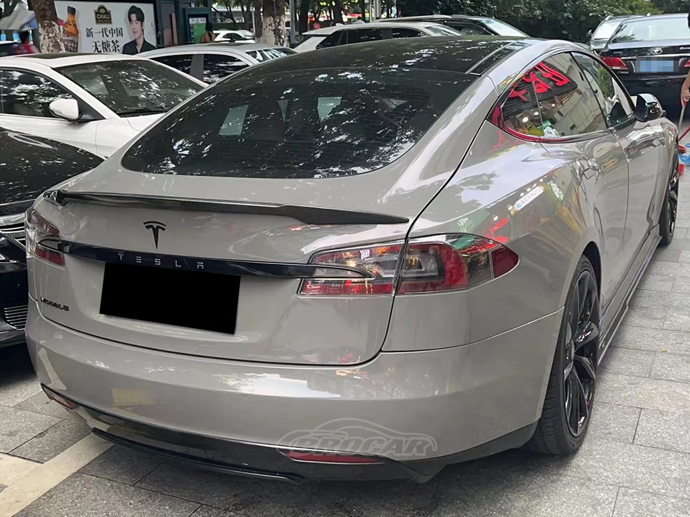 Для Tesla Model S 2015-2022 Спойлер багажника в стиле M4 Высокое качество FRP Неокрашенный спойлер из настоящего углеродного волокна Спойлер багажника на крыло