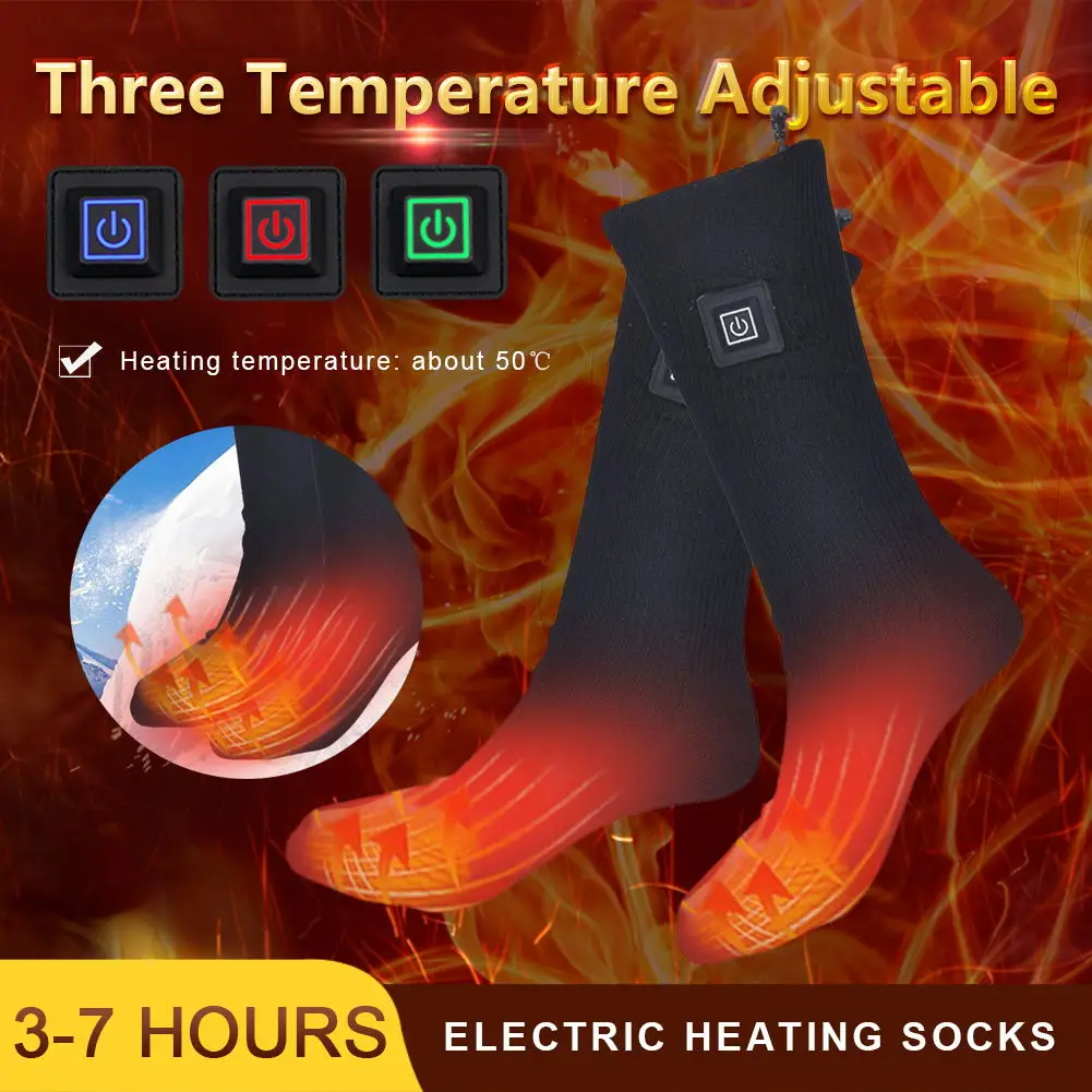 Chaussettes chauffantes électriques avec télécommande, chauffe-pieds thermiques, 3 températures réglables, USB, métropolitain, cyclisme, ski, hiver