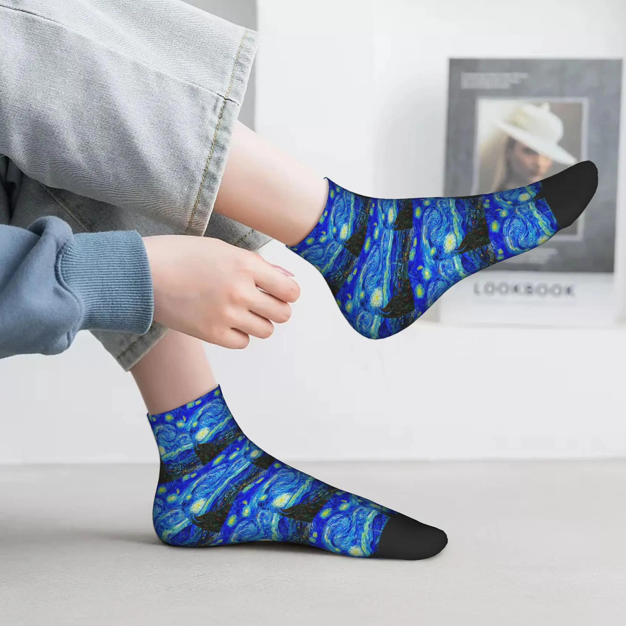 

Всесезонные носки Starlight Night Van Gogh, супер мягкие спортивные носки в стиле Харадзюку, мягкие модные чулки для мужчин и женщин