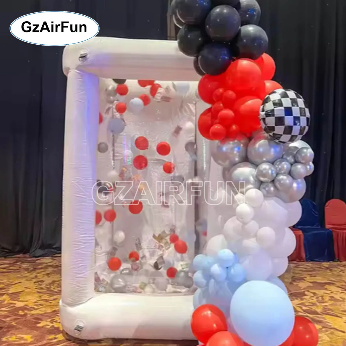 

New White Inflatable Cube Cash Money Catching Grab Machine Money Grabbing Game Inflatable Money Flying Machine Booth for Event