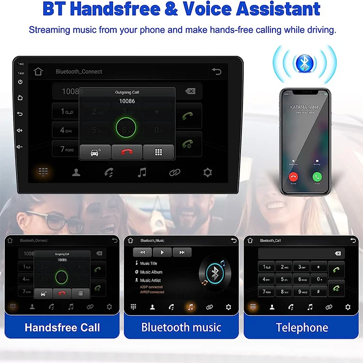 Radio mobil android 10 universal, pemutar audio mobil layar sentuh 2 din IPS GPS, radio fm audio mobil untuk mobil mp3, biru