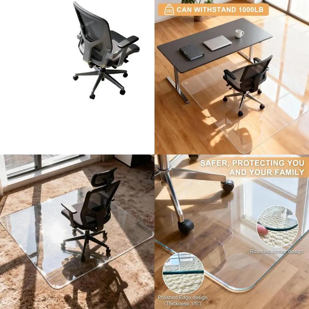 

Сверхмощный коврик для стула из закаленного стекла 40 x 48 для ковров, толщина 1/5, легко скользящийся, закругленные углы, полированные края