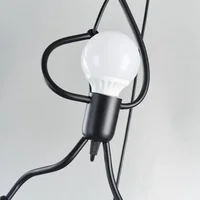Vintage Iron Little Man Modern Arts Chandelier LED Ceiling Lamp Home Living Room Children Bedroom Decor Black E27 Pendant Lights 5