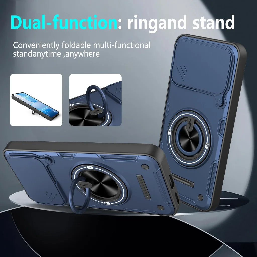 Slide Camera Lens Protector 360° Ring Holder Stand Armor Phone Case For Honor 400 Smart 500 Pro Magic7 Magic8 Lite X8C X9C X9D view 6
