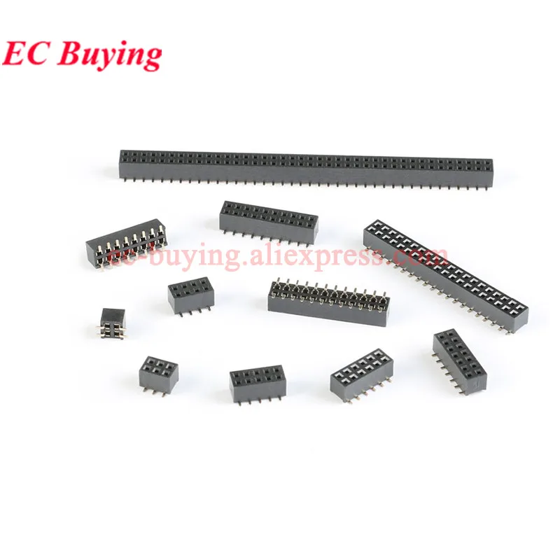 10pcs 2.0mm Single/Double Row Straight Female 2-40P Pin Header Socket Connector 2x2/3/4/5/6/7/8/9/10/12/14/15/20/25Pin SMT SMD