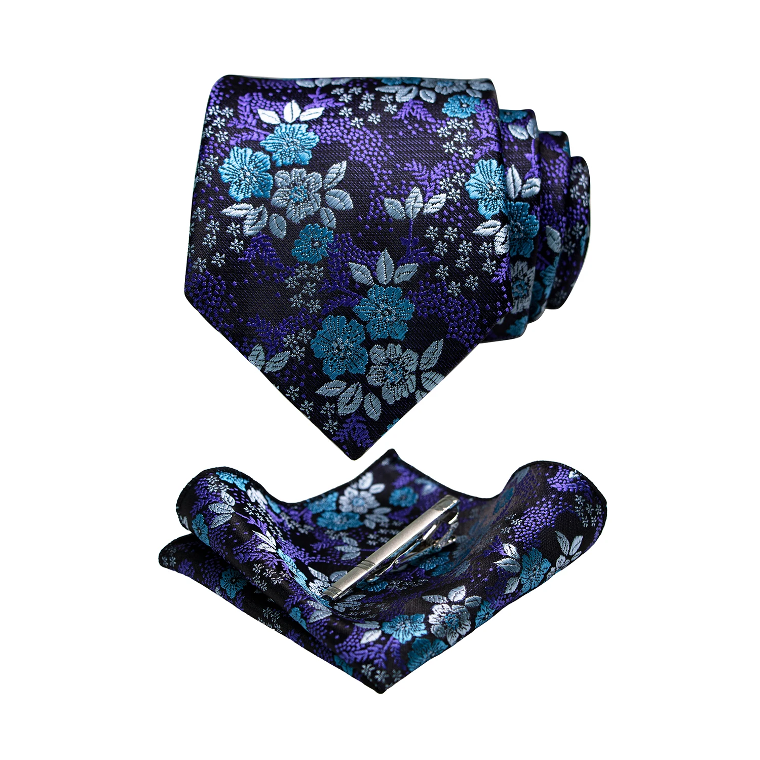 JEMYGINS Floral Seide Männer Krawatte Einstecktuch Krawatte Clip Sets Hochzeit Party Krawatte Männer Zubehör Hohe Qualität Gravata – Detail 2