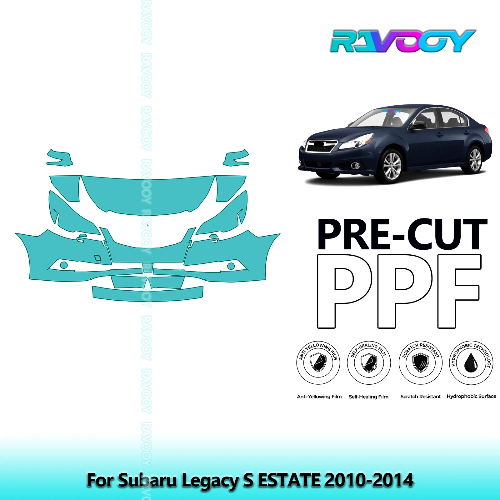 For Subaru Legacy S ESTATE 2010-2014 Partial Front 8.5Mil Pre-Cut Paint Protection Film PPF Stone Chip Kit | Clear/Matte/Black