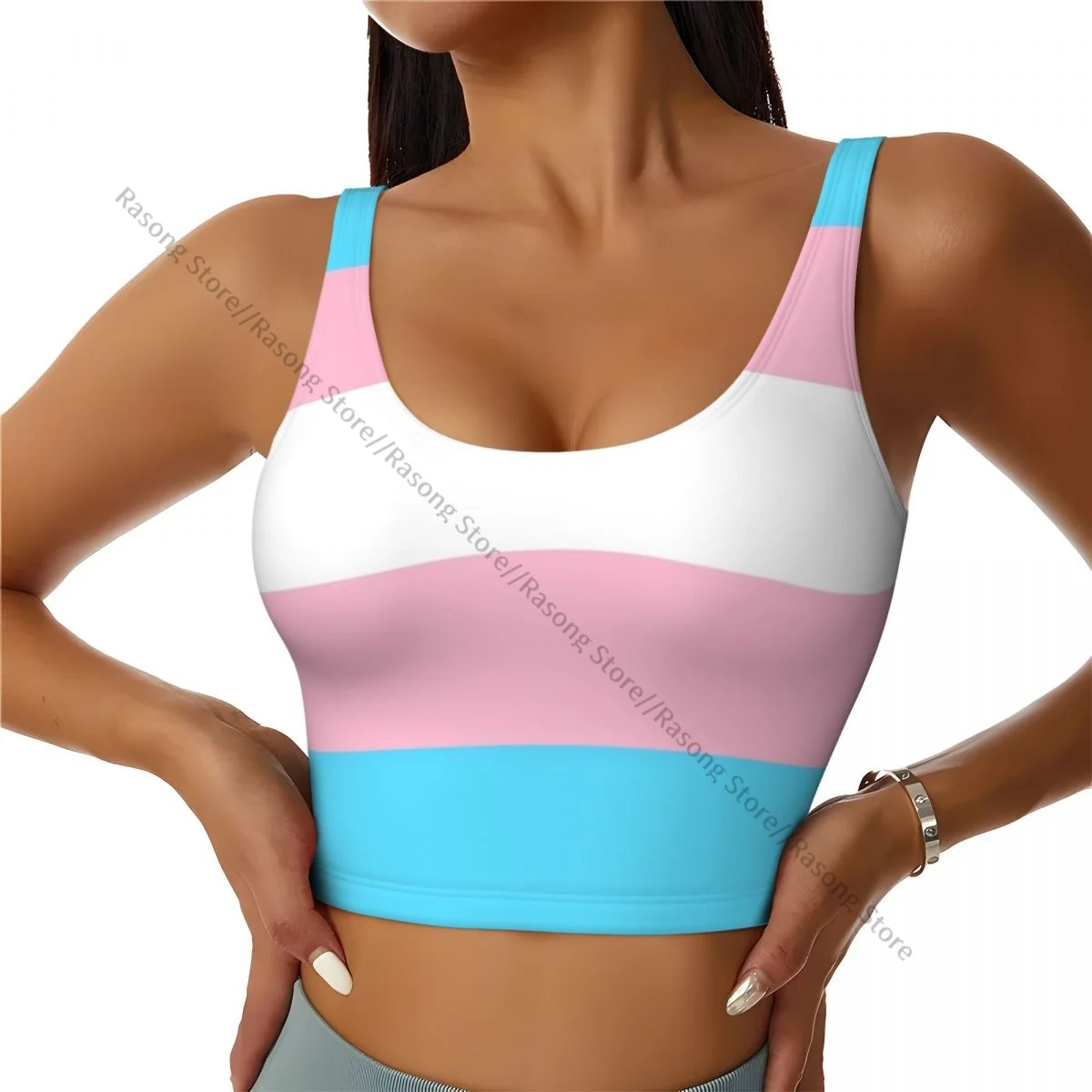 Women Sexy Sports Vest Transgender Flag Female Streetwear Sport Lingerie Tee Crop Top