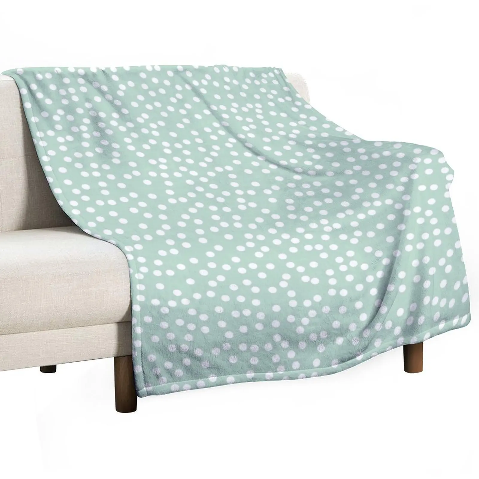 

Mint Green and White Polka Dots Pattern Throw Blanket sofa bed bed plaid Warm Blankets