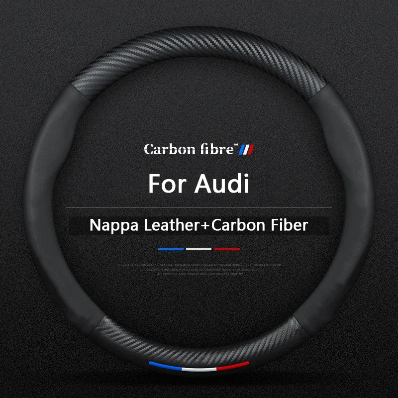 

Автомобильный противоскользящий кожаный чехол на руль из углеродного волокна для Audi A3 A4 A5 A6 A7 A8 Q1 Q2 Q3 Q5 Q7 Q8 S3 S4 S5 S6 RS3 RS4 RS5 TT