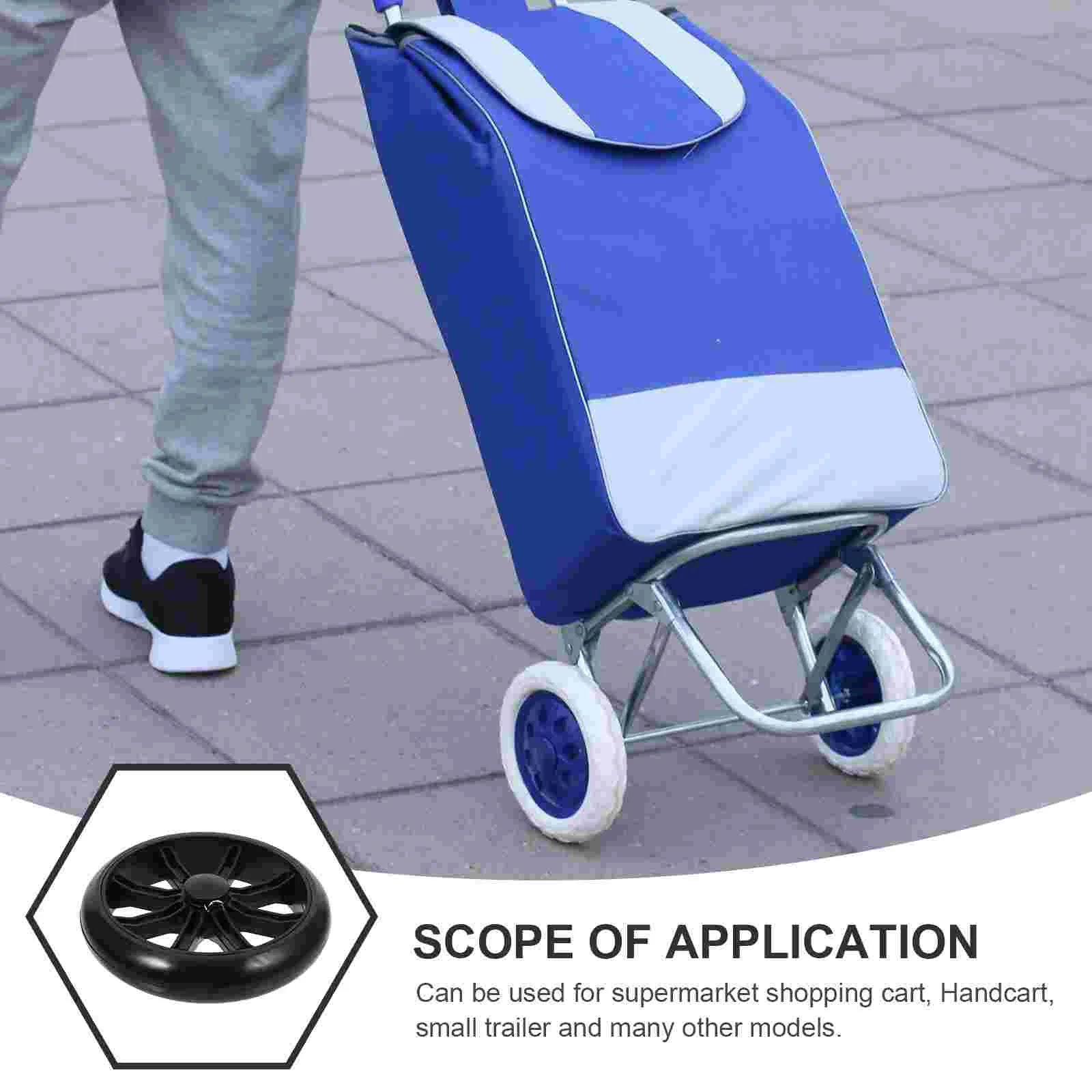 2 Pcs Folding Shopping Cart Rolling Wheels Replacement Wagon Heavy Duty Basket Plastic Pu Grocery