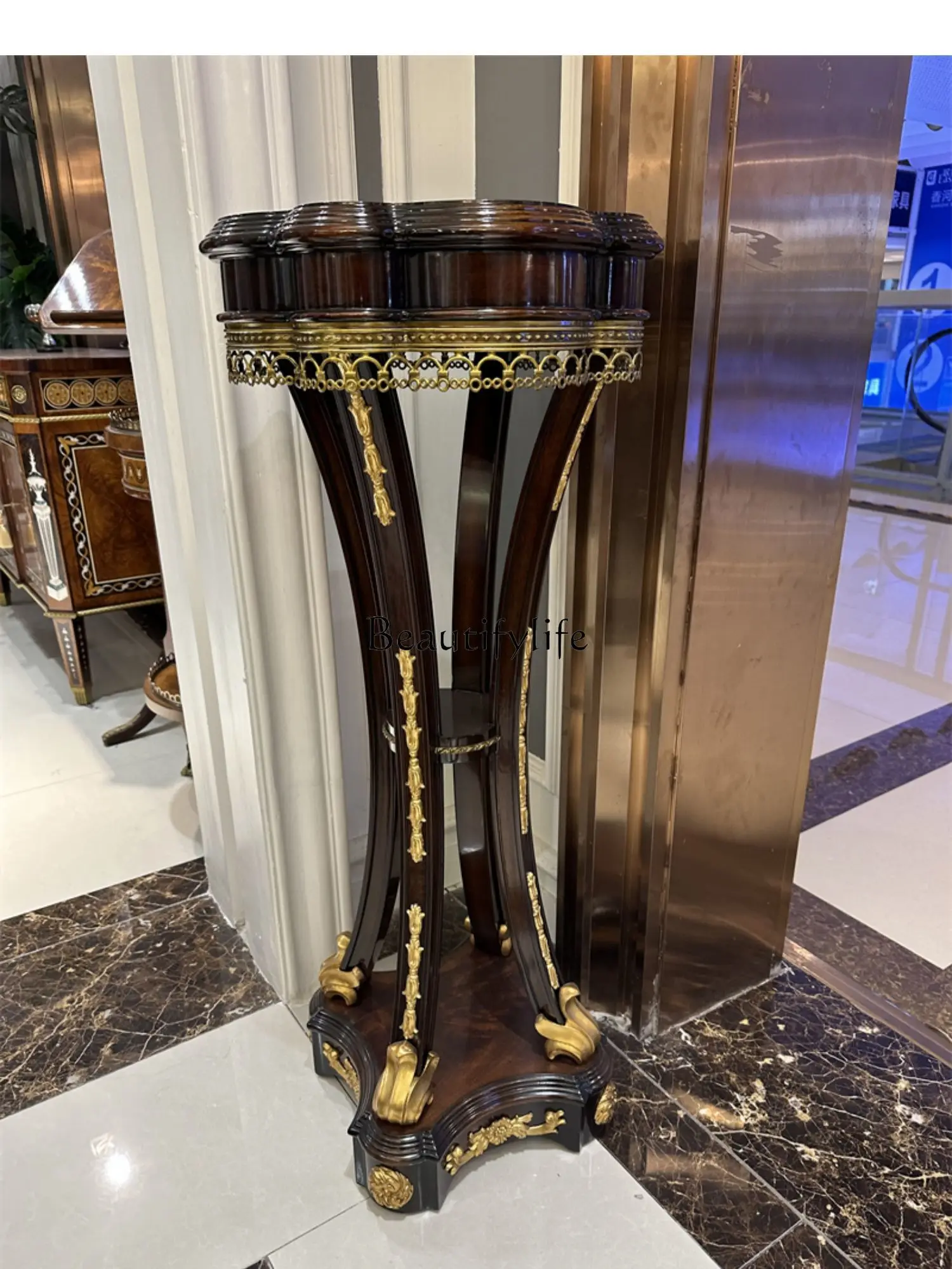 

Flower stand storage solid wood living room floor display stand