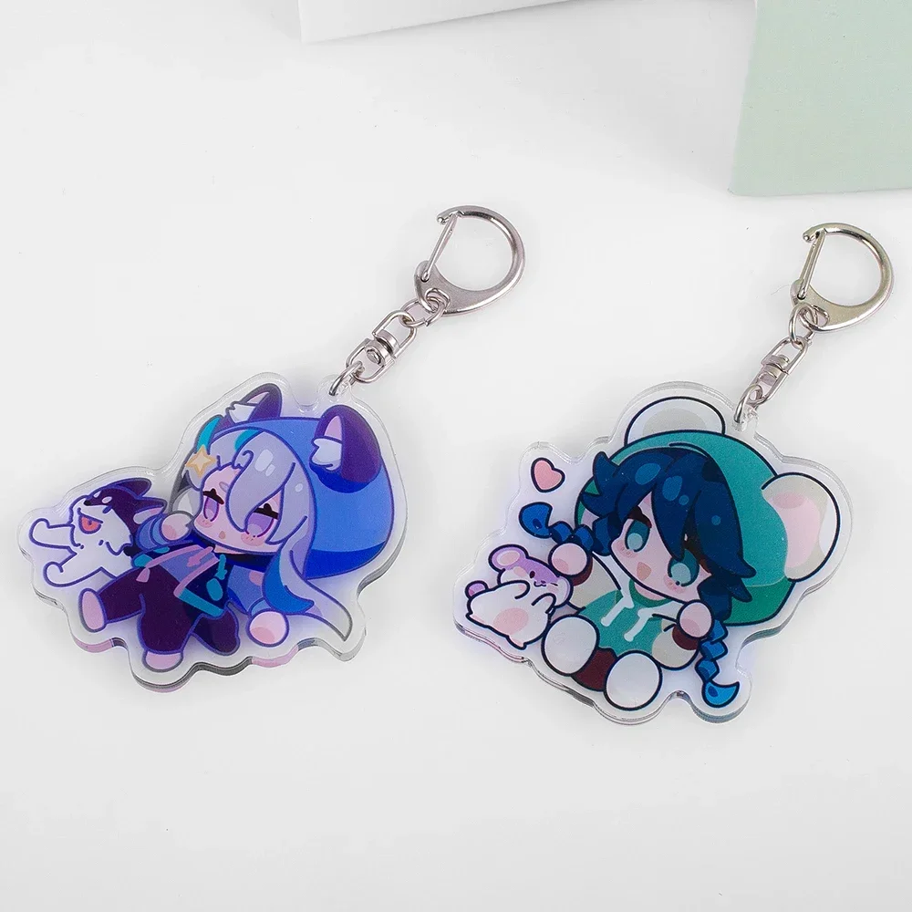 Anime Genshin Impact Tartaglia Venti Xiao Wanderer Neuvillette Kaedehara Kazuha Cosplay Ear series pendant Acrylic Keychain Cute