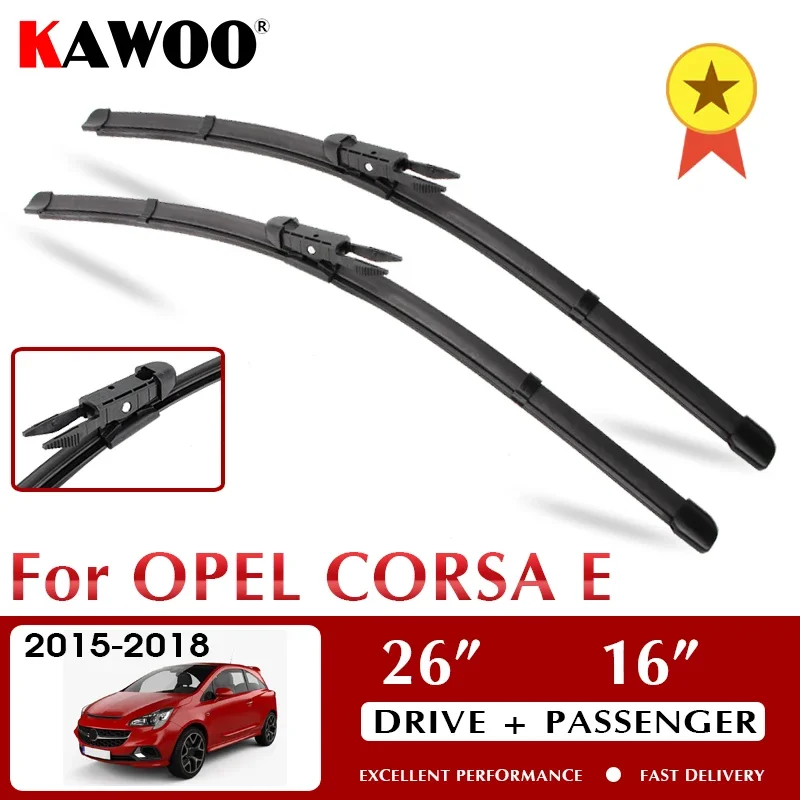 

KAWOO Wiper Car Wiper Blade For Opel CORSA E 2015-2018 Windshield Windscreen Front Window Accessories 26"+16" LHD RHD