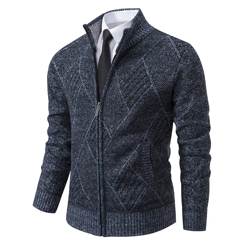 2024 Winter Knitwear Coat Men Autumn Men\'s Stand-up Collar Thick Warm Cardigan Knitted Zip Up Sweater Korean Fashion Casual Coat