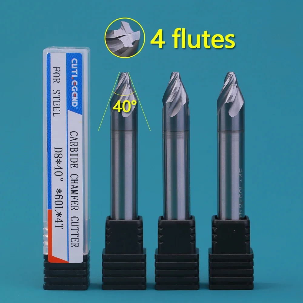 

Chamfer Milling Cutter 40 Degree 4 Flutes Spiral Groove Carbide Corner Countersink Chamfering Mill Deburring Edges For Steel