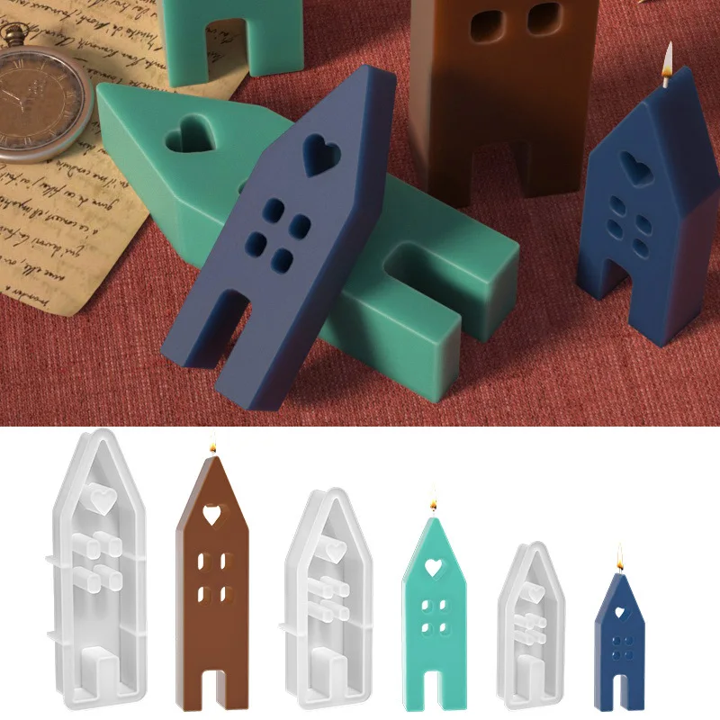 House Silicone Candle Molds Light Heart Houses Concrete Moulds Casting Molds DIY Gypsum Home Craft Decoration Resin Mould