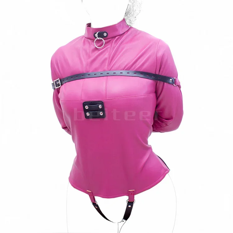 Female Pu Leather Adjustable Bound Bondage Straight jacket Coat Body Harness Women Roleplay Game Sex Toys for Adult Couple