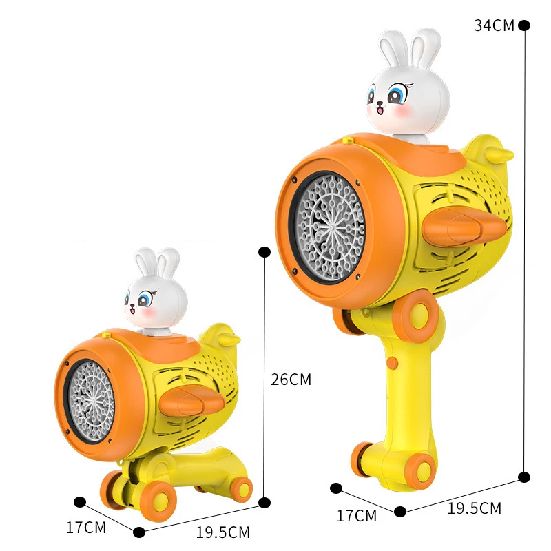 Pistola a bolle a 36 fori elettrica completamente automatica con coniglio leggero bambini bolle di sapone macchina ventilatore giochi estivi all'aperto regali per bambini