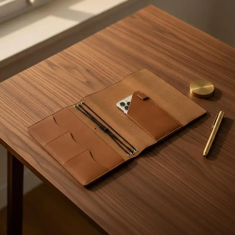 @*Refillable Crazy Horse Leather Binder Organizer Vintage Compact Notebook for Student Study Work Journaling - view 5