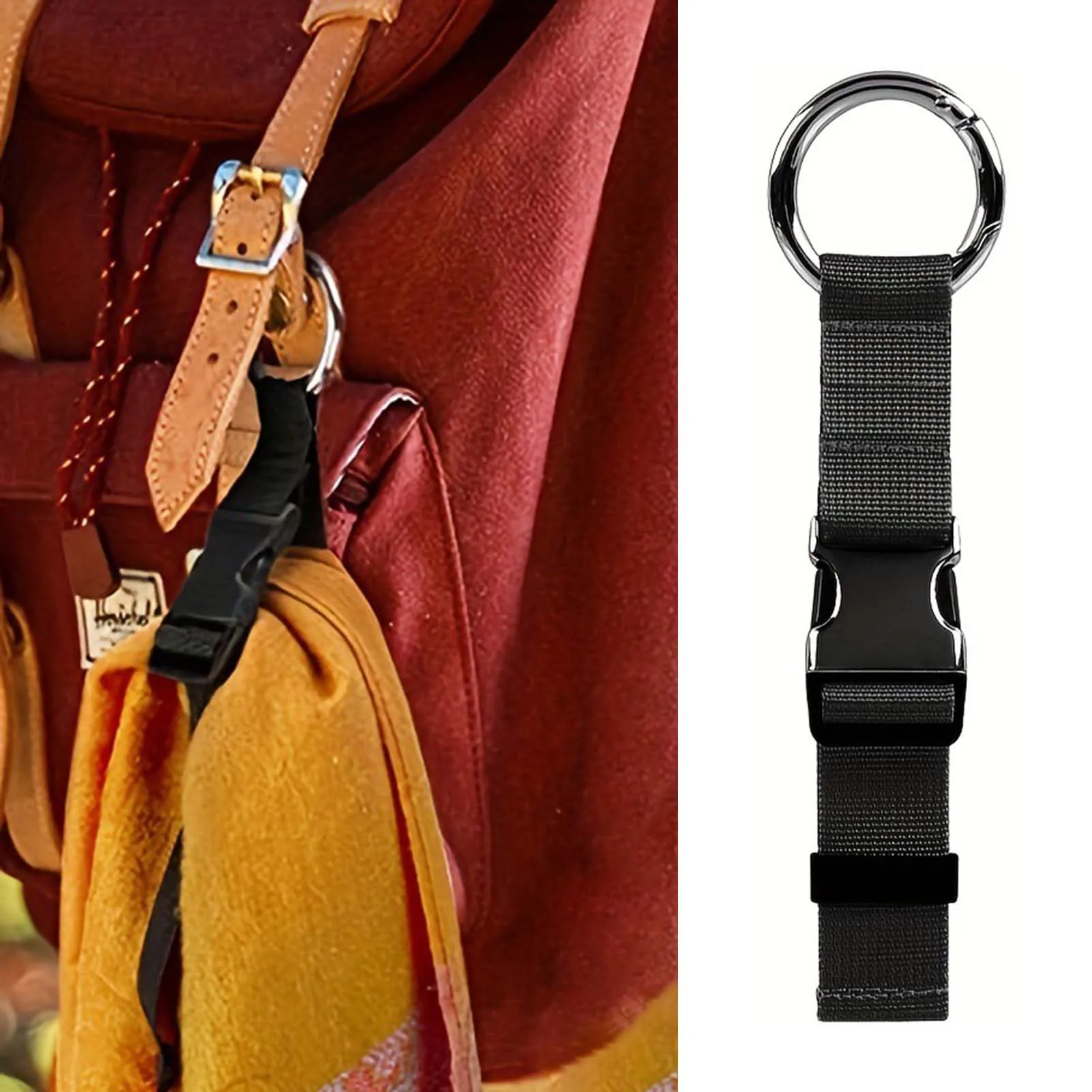 Heavy Duty Bag Luggage Strap With O Ring Hooks Adjustable Carry Clip For Camping Hiking Shopping Travel Gear Organizer