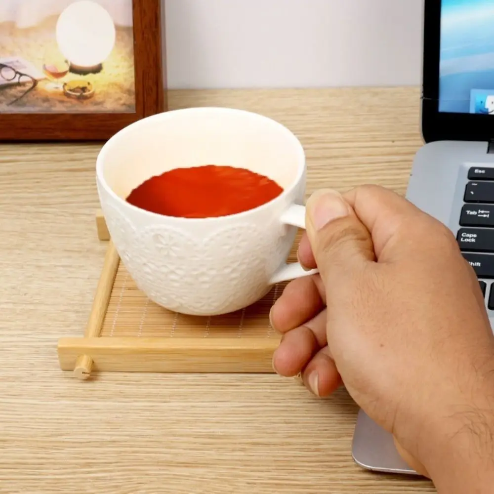 New Bamboo Teacup Pad Square Heat-resistant Heat Insulated Coasters Retro Dessert Pastry Tray