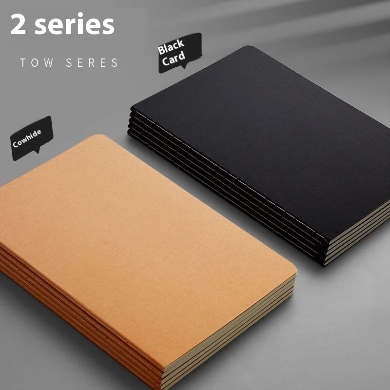 36sheets A5 Kraft Notebook Black Lined Kraft Cover Blank Paper Student Writing Note Journal Diary For School Supplies Stationery