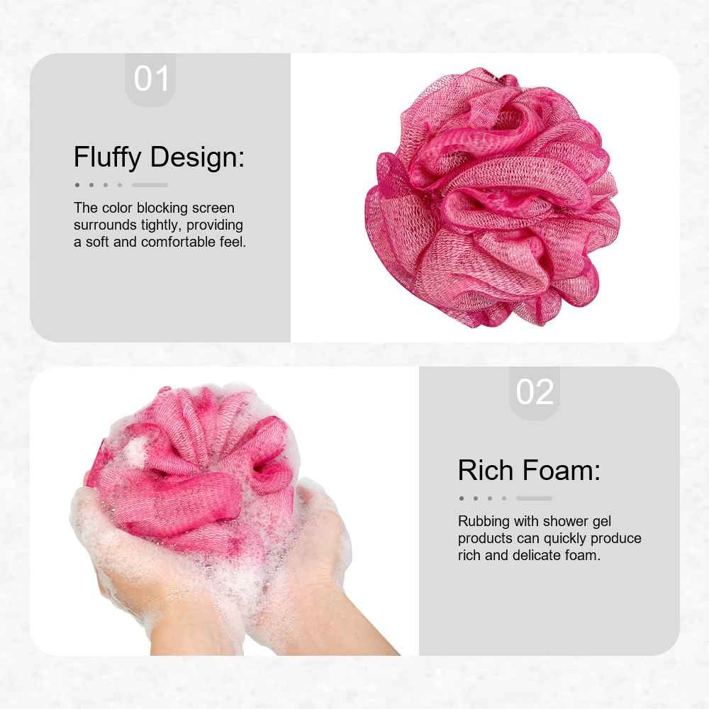 دش الإسفنج كرة استحمام بوف دش الكرة التقشير منظف الجسم مقشر الجسم لونين حمام زهرة اكسسوارات الحمام
