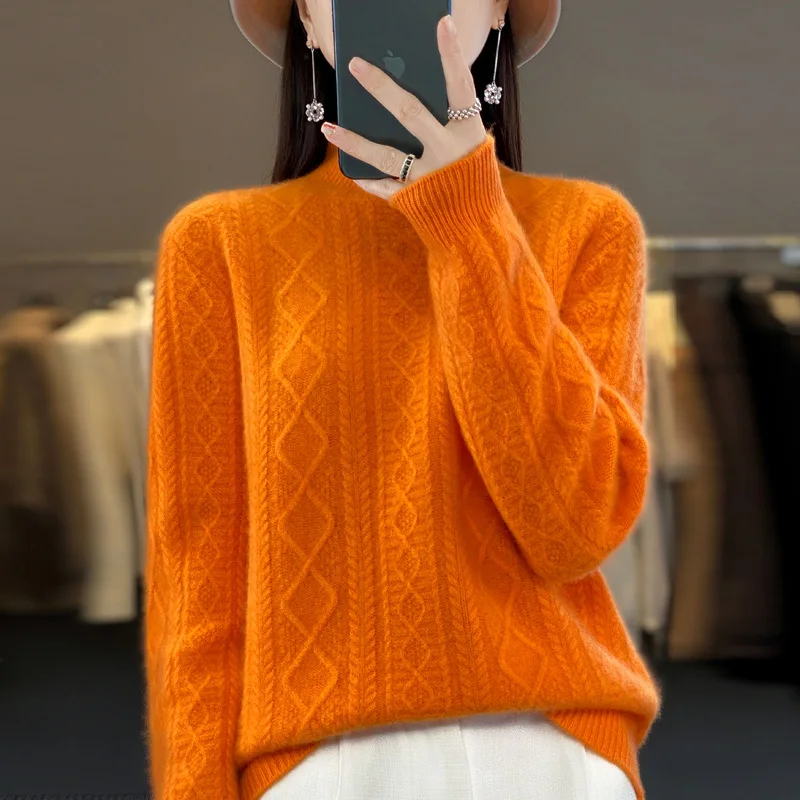 2024 Autumn Winter New Women\'s Sweaters Knitted Jumper Long Sleeve Casual Sweater Knit Pullovers Bottoming Shirt Female Tops