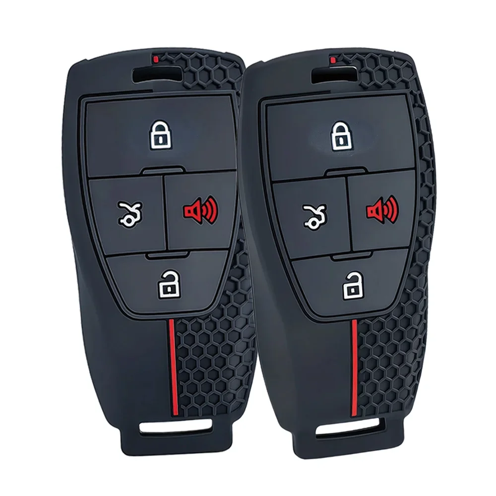 Exact 4 Button Cut Silicone Key Jacket Honeycomb Texture For Baic BJ30 BJ40 BJ90 Senova X55 X65 EX5 EC5 Remote Fob