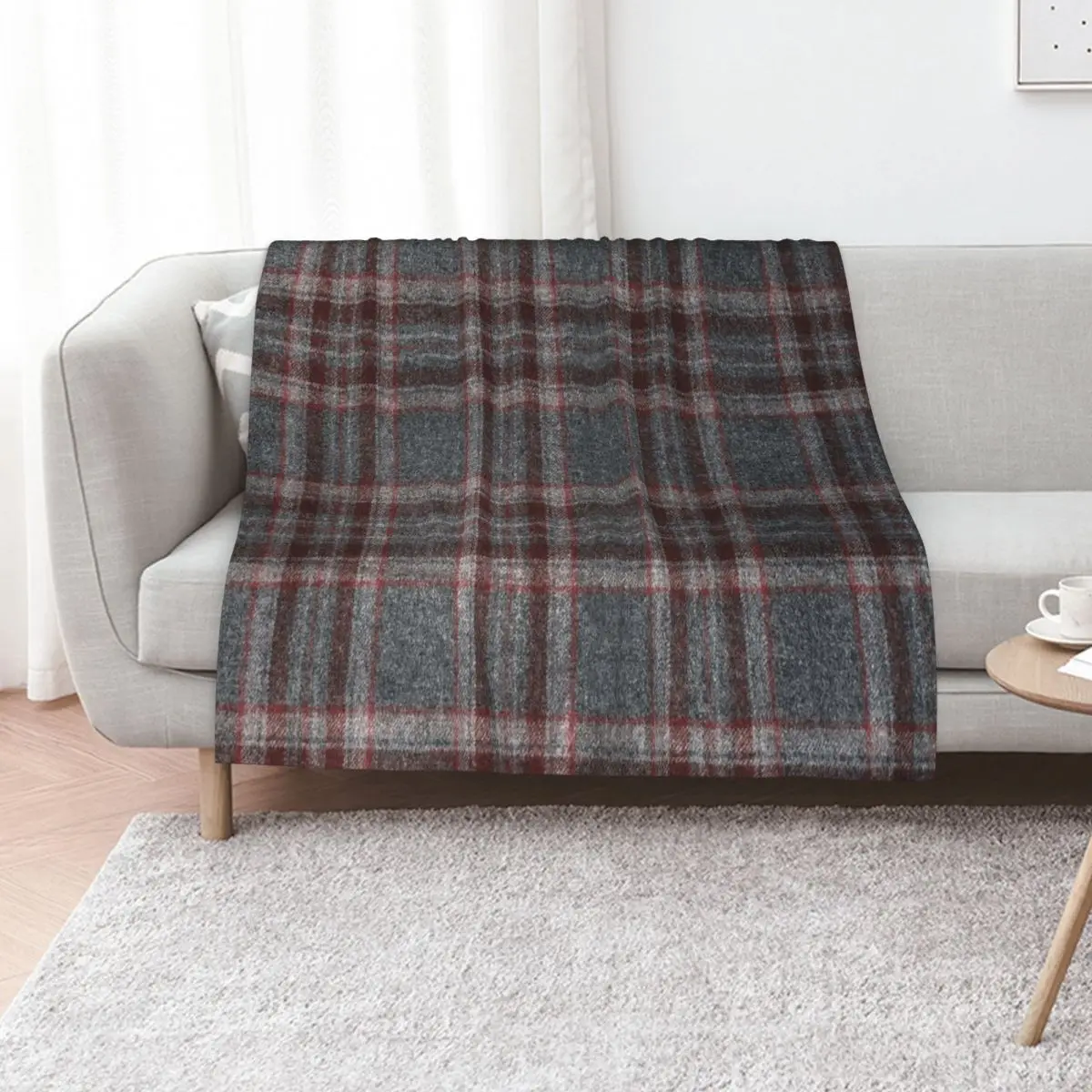 

Grey and Red Tartan Throw Blanket Giant Sofa Custom Soft Big Luxury Thicken Blankets