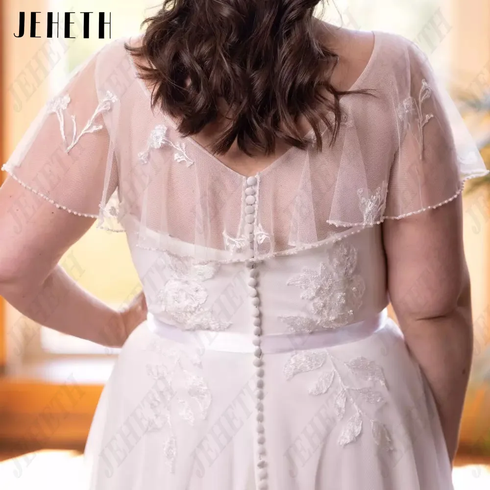 JEHETH Wedding Dresses For Women 2023 Bride O-Neck Batwing Sleeves Plus Size Bride Gowns A-Line Tulle 2023 vestidos de novia